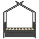 sengestel til børn + skuffe 70x140 cm massivt fyrretræ mørkegrå