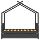 sengestel til børn + skuffe 80x160 cm massivt fyrretræ mørkegrå