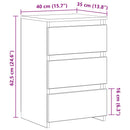 sengebord 2 stk. 40x35x62,5 cm konstrueret træ hvid