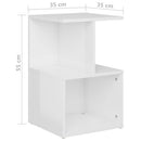 sengebord 35x35x55 cm konstrueret træ hvid højglans
