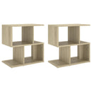 sengeborde 2 stk. 50x30x51,5 cm konstrueret træ sonoma-eg