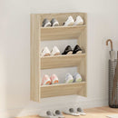 væghængt skoskab 60x18x90 cm spånplade sonoma-eg
