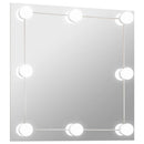 vægspejl med LED-lys firkantet glas
