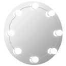 vægspejl med LED-lys rundt glas