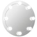 vægspejl med LED-lys rundt glas