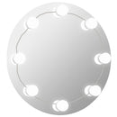 vægspejl med LED-lys rundt glas