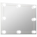 vægspejl uden ramme med LED-lys rektangulær glas