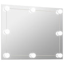 vægspejl uden ramme med LED-lys rektangulær glas