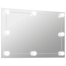 vægspejl uden ramme med LED-lys rektangulær glas