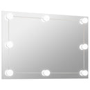 vægspejl uden ramme med LED-lys rektangulær glas