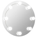 vægspejl uden ramme med LED-lys rundt glas