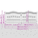 hegnslåge KAMPEN med spydtop sort 394,5x150 cm stål