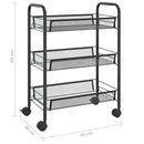køkkenvogn med 3 hylder 46x26x64 cm jern sort