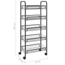 køkkenvogn med 5 hylder 46x26x105 cm jern sort