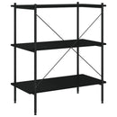 reol med 3 hylder 80x40x92 cm sort
