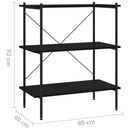 reol med 3 hylder 80x40x92 cm sort