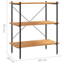 reol med 3 hylder sort og eg 80x40x92 cm