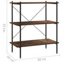 reol med 3 hylder 80x40x92 cm sort og naturfarvet