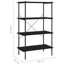 reol med 4 hylder 80x40x130 cm sort