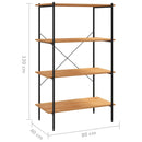 reol med 4 hylder 80x40x130 cm sort og egetræsfarvet