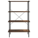 reol med 4 hylder 80x40x130 cm sort og naturfarvet