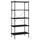 reol med 5 hylder 80x40x163 cm sort
