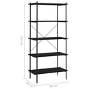 reol med 5 hylder 80x40x163 cm sort