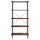 reol med 5 hylder 80x40x163 cm sort og naturfarvet