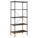 reol med 5 hylder 80x40x163 cm sort og naturfarvet