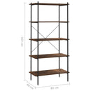 reol med 5 hylder 80x40x163 cm sort og naturfarvet