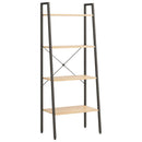 stigereol med 4 hylder 56x35x140 cm lysebrun og sort
