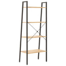 stigereol med 4 hylder 56x35x140 cm lysebrun og sort