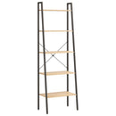 stigereol med 5 hylder 56x35x174 cm lysebrun og sort