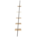 stigereol med 5 hylder 64x34x185,5 cm lysebrun og sort