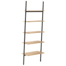 stigereol med 5 hylder 64x34x185,5 cm lysebrun og sort