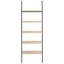 stigereol med 5 hylder 64x35x185 cm lysebrun og sort