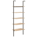 stigereol med 5 hylder 64x35x185 cm lysebrun og sort