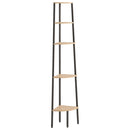 stigereol med 5 hylder 45,5x31,5x180 cm lysebrun og sort