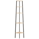 stigereol med 5 hylder 45,5x31,5x180 cm lysebrun og sort