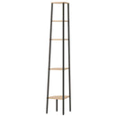 stigereol med 5 hylder 45,5x31,5x180 cm lysebrun og sort