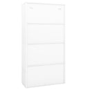 kontorskab 90x40x180 cm stål og hærdet glas hvid