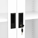 kontorskab 90x40x180 cm stål og hærdet glas hvid