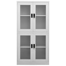 kontorskab 90x40x180 cm stål og hærdet glas lysegrå