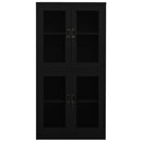 kontorskab 90x40x180 cm stål og hærdet glas sort