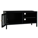 tv-skab 90x30x44 cm stål og glas sort