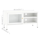 tv-skab 90x30x44 cm stål og glas hvid