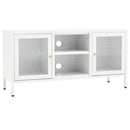 tv-skab 105x35x52 cm stål og glas hvid