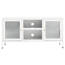 tv-skab 105x35x52 cm stål og glas hvid