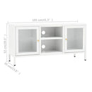 tv-skab 105x35x52 cm stål og glas hvid