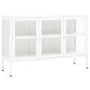 skænk 105x35x70 cm stål og glas hvid